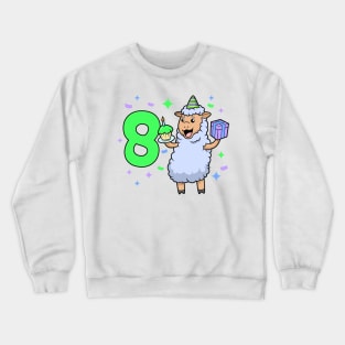 I am 8 with sheep - girl birthday 8 years old Crewneck Sweatshirt